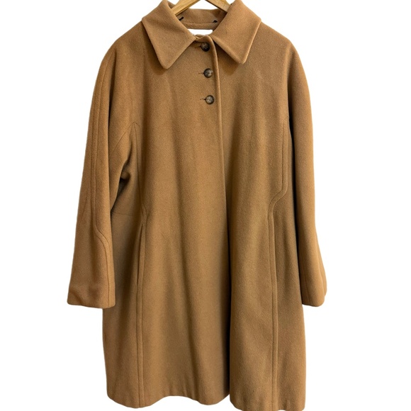 Jones New York Camel Wool Angora Coat w Removable Faux Fur Collar – Canada Made - Picture 9 of 14